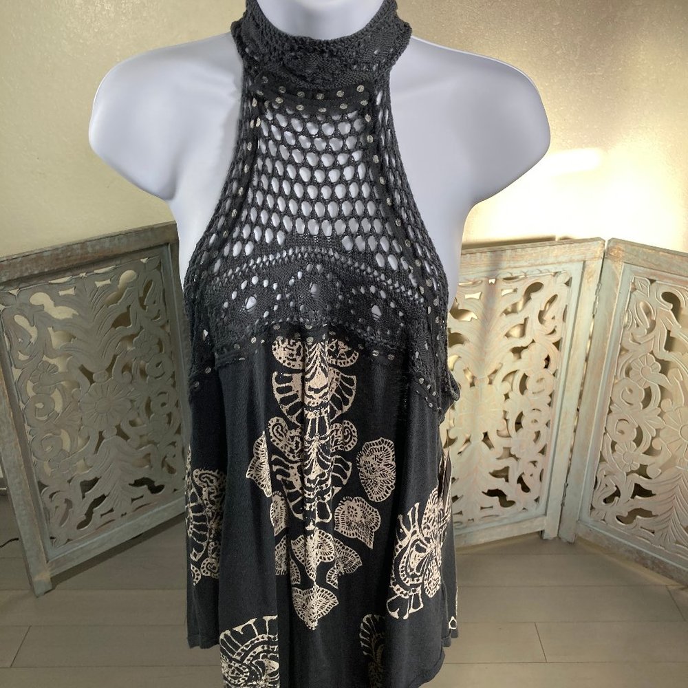 Charcoal Grey Tank with Knit Trim